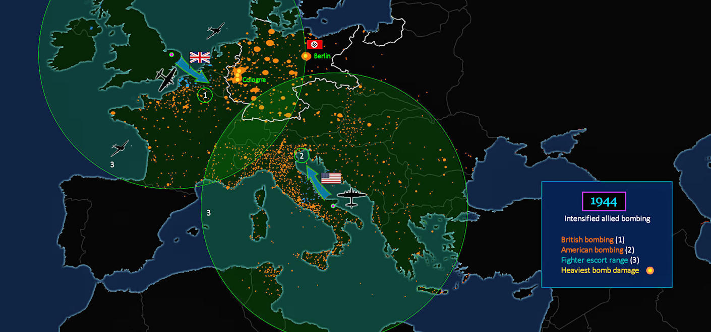 Relentless Allied bombing, 1944 map